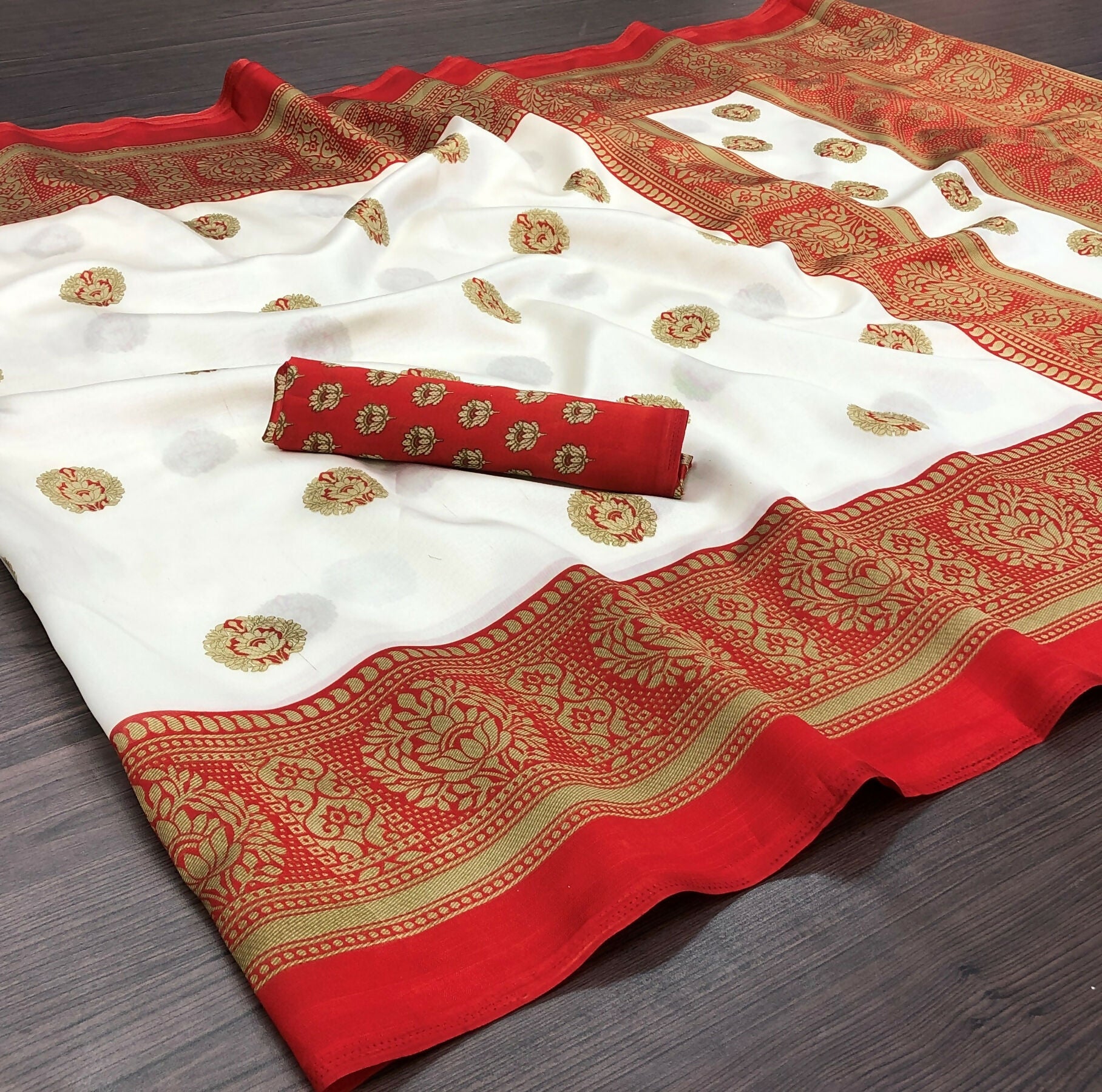 Vamika Red Printed Art Silk Saree - Distacart