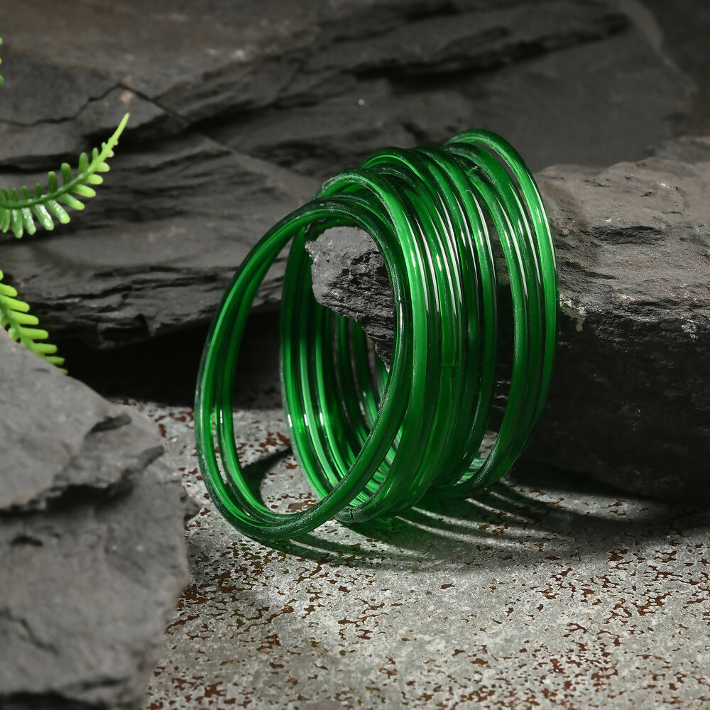 Afast Shining Green Glass Party, Wedding, Daily Use Bangle Set, Pack Of 12 - Distacart