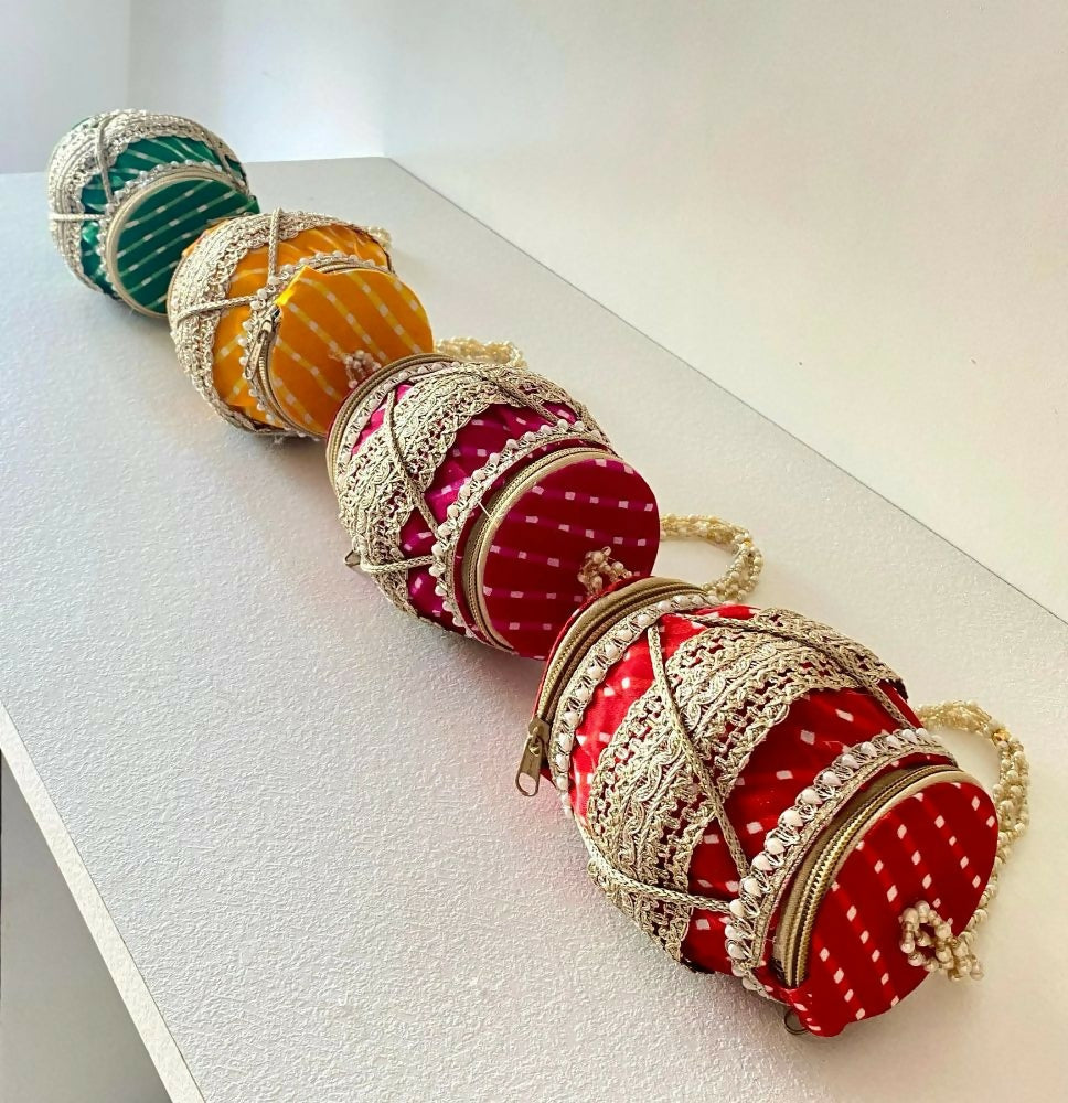 Joban Fashion Dholak Designer Potli Bags For Wedding Favours ( Pack Of 4 ) - Multicolor - Dista