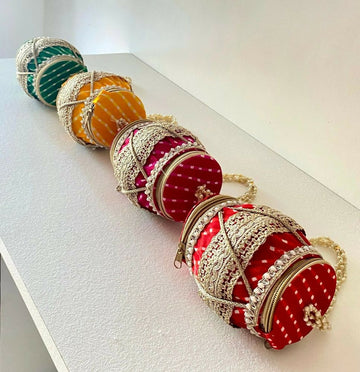 Joban Fashion Dholak Designer Potli Bags For Wedding Favours ( Pack Of 4 ) - Multicolor - Dista