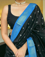 Thumbnail for Preksha Creation Designer Women Banarasi Soft Silk Saree - Black - Distacart