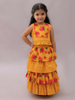 Thumbnail for Lil Drama Genda Phool Mustard Choli and Lehanga Set For Girls