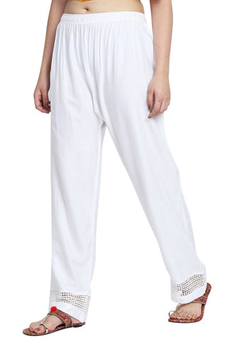 Asmaani White Color Plain Lace Palazzo