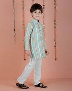Thumbnail for Joban Fashion Kids Island Cotton Full Sleeves Striped Kurta and Pyjama- Blue - Distacart