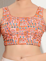 Thumbnail for Joban Fashion Peach Viscose Rayon Padded Blouse With Square Neck Sleeveless - Distacart