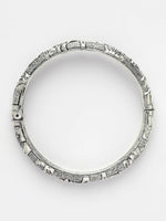 Thumbnail for NVR Women's Silver-Toned German Silver Floral Oxidised Kada Bangle - Distacart