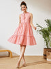 Janasya Peach Fit & Flare Cotton Dress - Dista