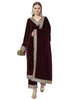 Fab Fashion Wine Velvet Side High Slit Suit Full Set - Distacart