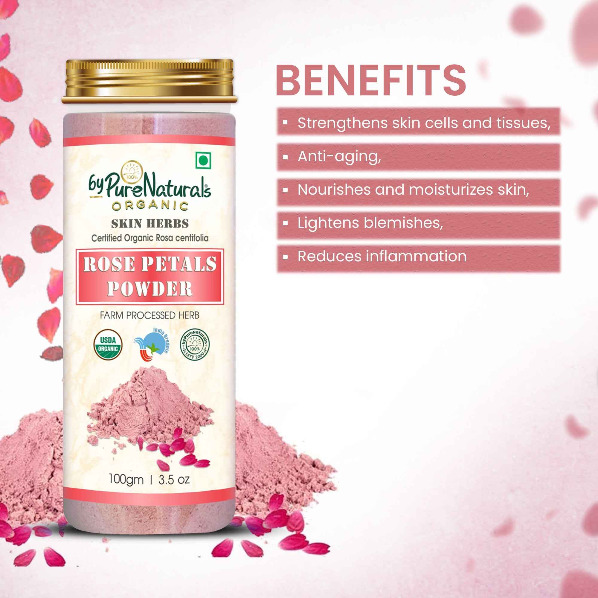 byPureNaturals Organic Rose Petals Powder - Dista
