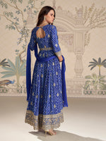 Thumbnail for Evanik Designer Chinon Silk Embroidered Work Wedding Anarkali Suit - Distacart