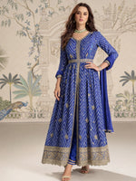 Thumbnail for Evanik Designer Chinon Silk Embroidered Work Wedding Anarkali Suit - Distacart