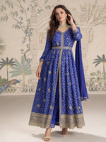 Thumbnail for Evanik Designer Chinon Silk Embroidered Work Wedding Anarkali Suit - Distacart