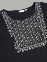 Thumbnail for Sztori Plus Size Floral Yoke Design Mirror Work Straight Kurta