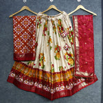 Thumbnail for Preksha Creation Tusser Silk With Ajarakh Prints Women Lehenga Choli - Red - Distacart