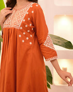 Thumbnail for The52 Women's Beautiful Viscose Rayon Fabric Thread Work Flared Kurta Pant Set - Distacart