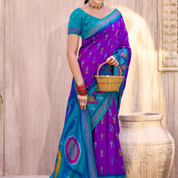 Shree Shyam Fashion Purple Pochampally Silk Saree - Distacart