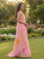 Thumbnail for Shree Shyam Fashion Pink Linen Cotton Saree - Distacart