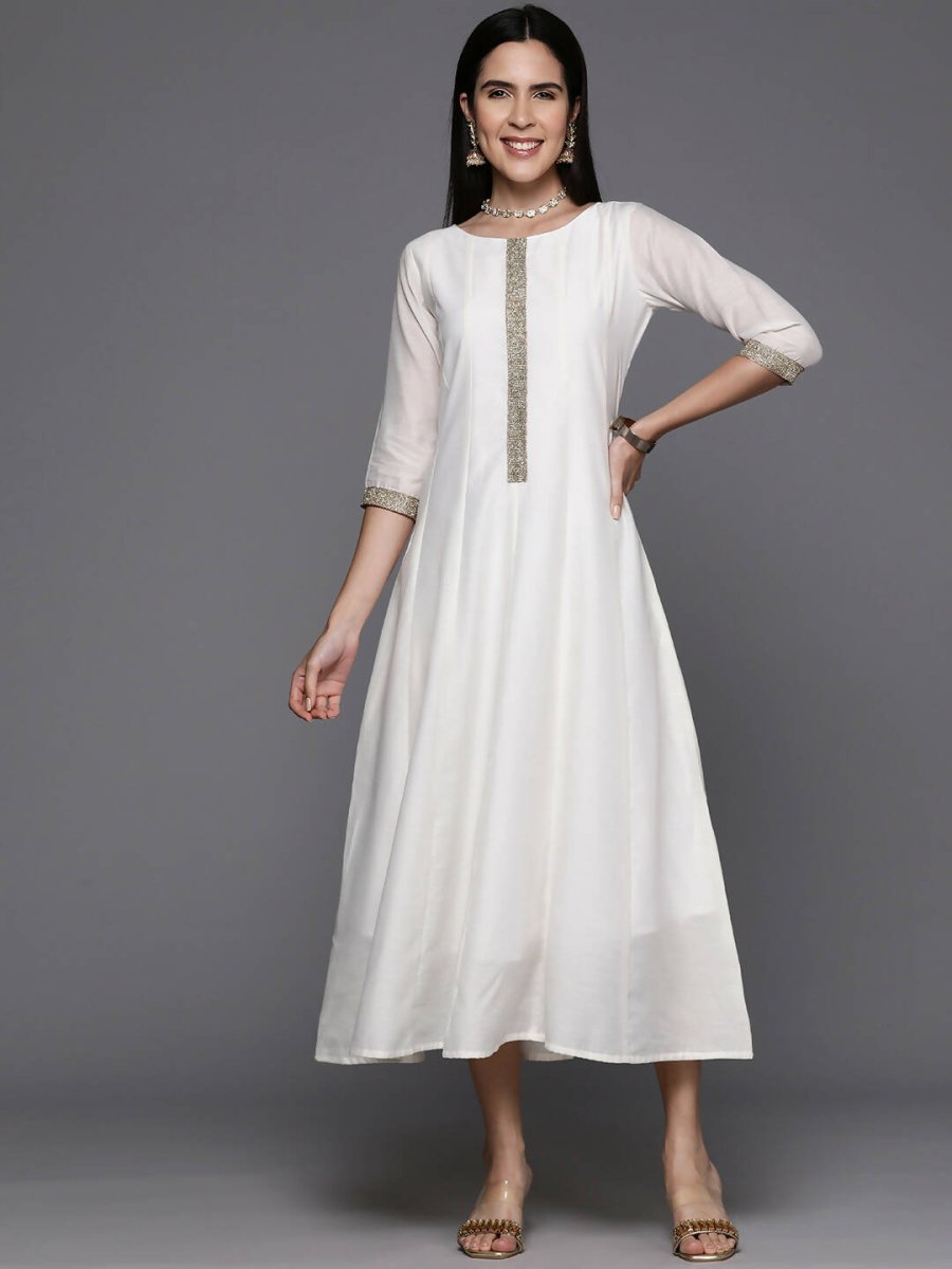 Ahalyaa Women's Traditional wear Ethnic Dress - Off White - Distacart