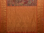 Thumbnail for Rust Kalamkari Hand Painted Kanchipuram Silk Handloom Saree with Dashavatar Design - Global Threads - Distacart