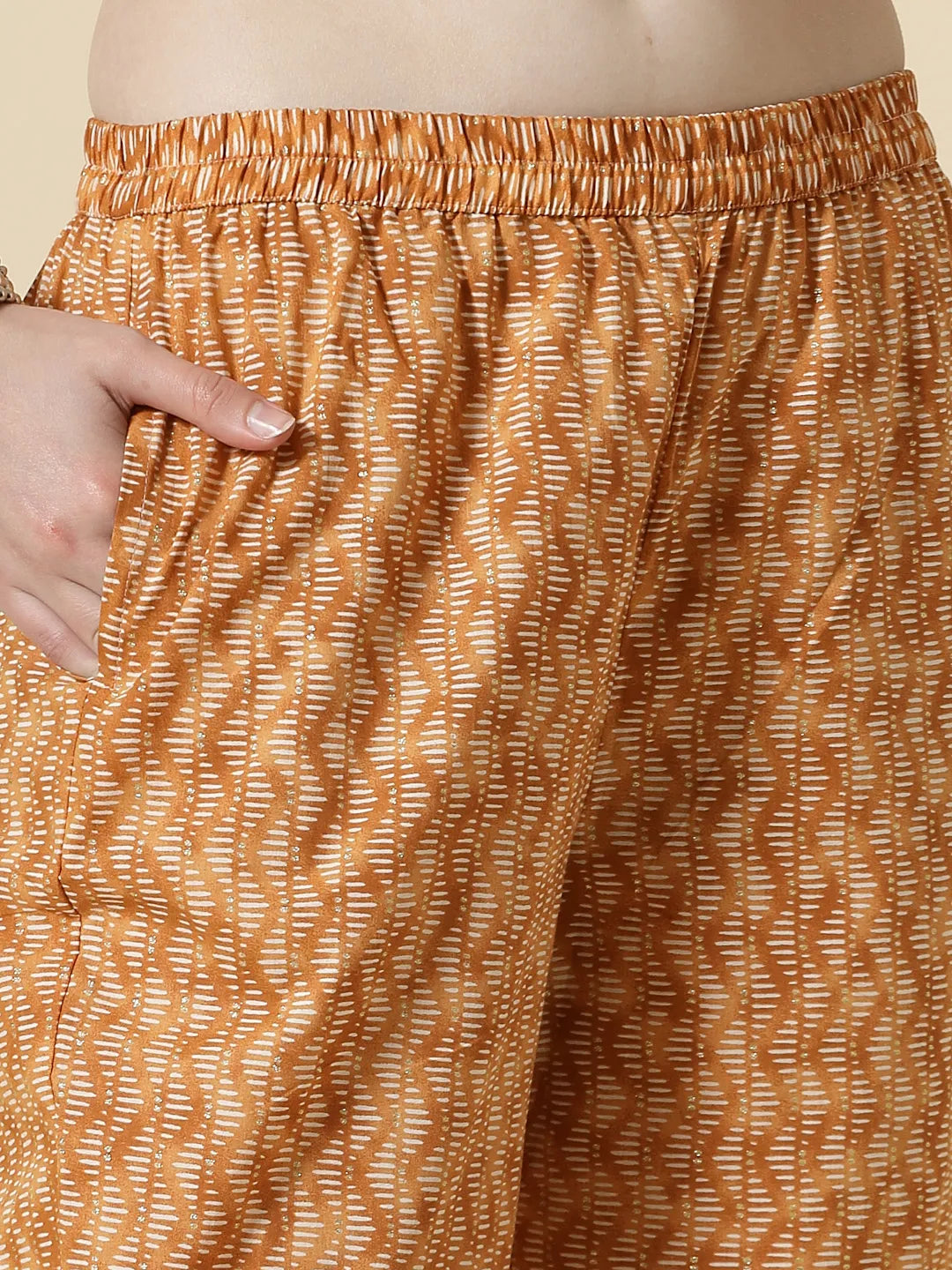 Yufta Rust Pure Cotton PaisleyThread Work Kurta Dupatta Pant Set