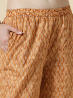 Thumbnail for Yufta Rust Pure Cotton PaisleyThread Work Kurta Dupatta Pant Set