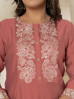 Thumbnail for Yufta Rust Thread_Work Shirt And Trouser Silk Blend Co-Ord Set