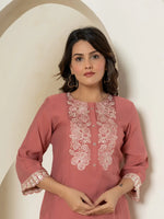 Thumbnail for Yufta Rust Thread_Work Shirt And Trouser Silk Blend Co-Ord Set