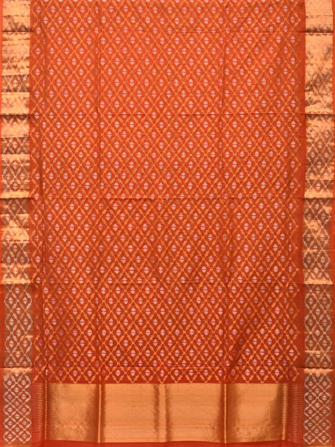 Rust Uppada Cotton Handloom Saree with All Over Jamdani Design - Global Threads - Distacart