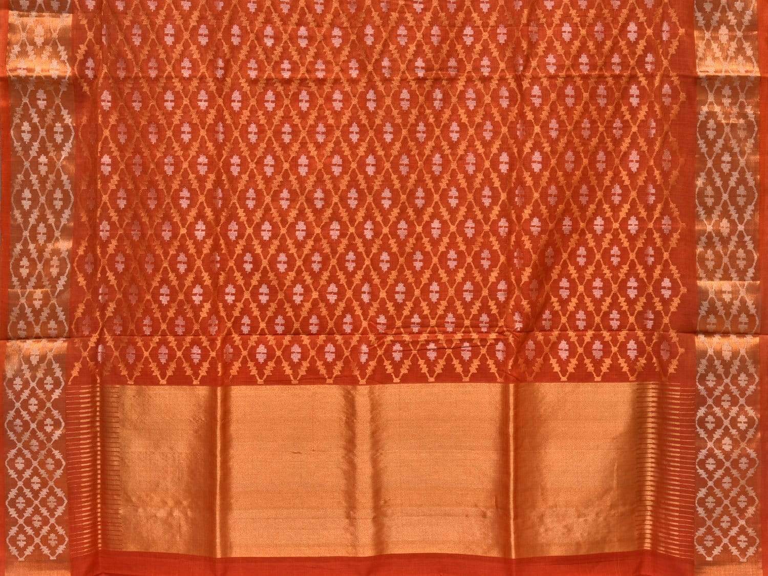 Rust Uppada Cotton Handloom Saree with All Over Jamdani Design - Global Threads - Distacart