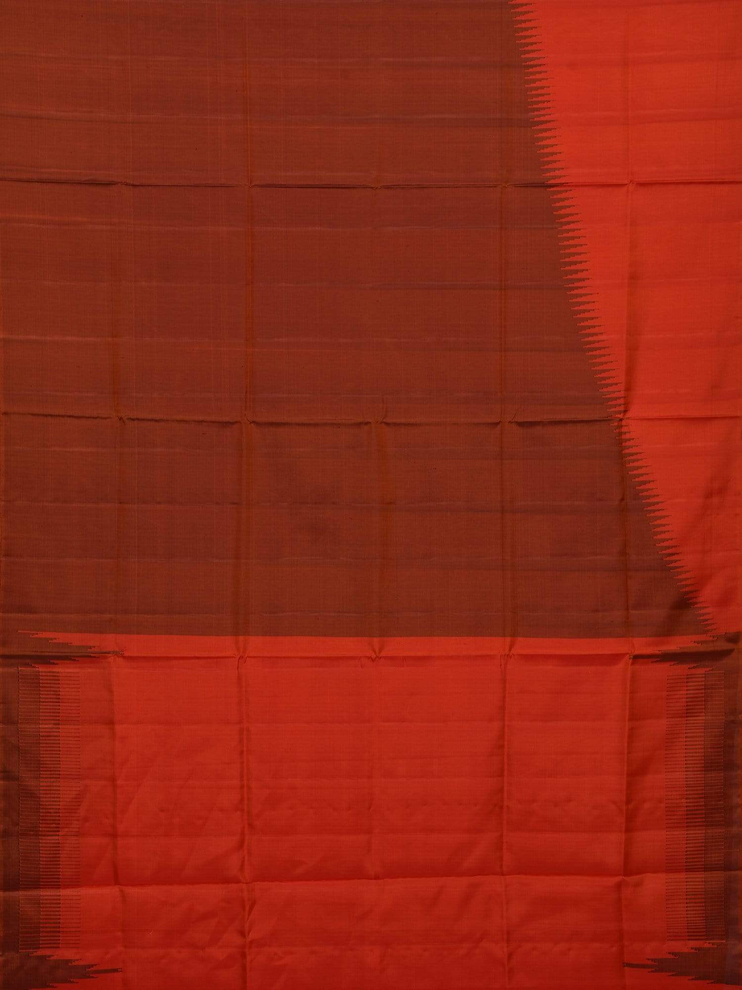 Rust Uppada Silk Handloom Saree with Raising Temple Design - Global Threads - Distacart