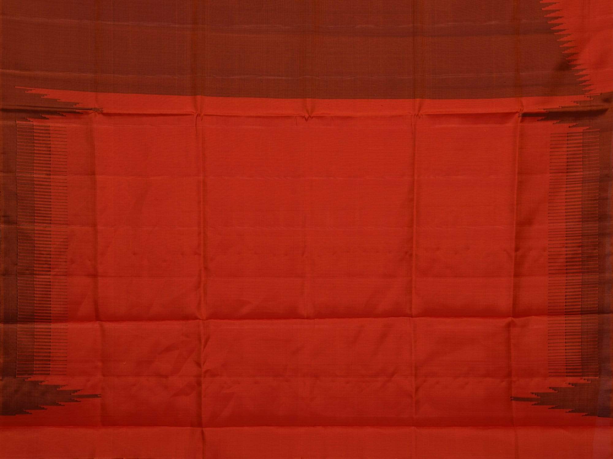 Rust Uppada Silk Handloom Saree with Raising Temple Design - Global Threads - Distacart