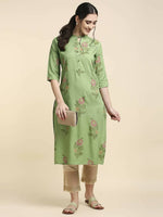 Thumbnail for Anubhutee Women Printed Straight Light Green Kurta - Distacart