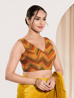 Thumbnail for Joban Fashion Mustard Net Padded Blouse With V Neck Sleeveless - Distacart