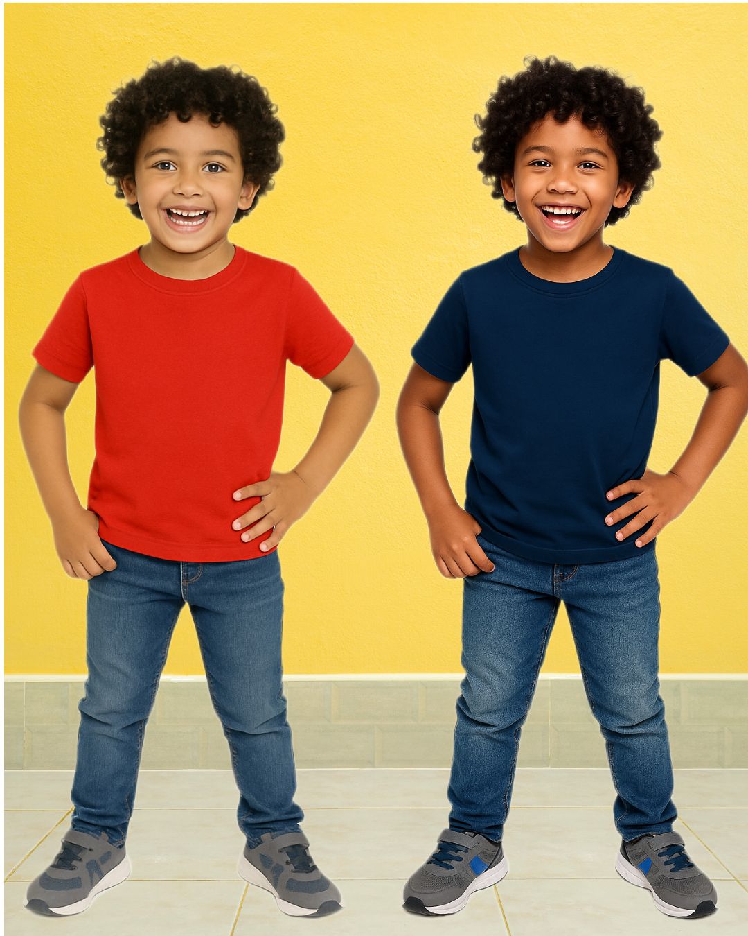 Chilins Kids Round Neck T-Shirt Half Sleeves 100% Cotton Plain Solid Color Tshirt