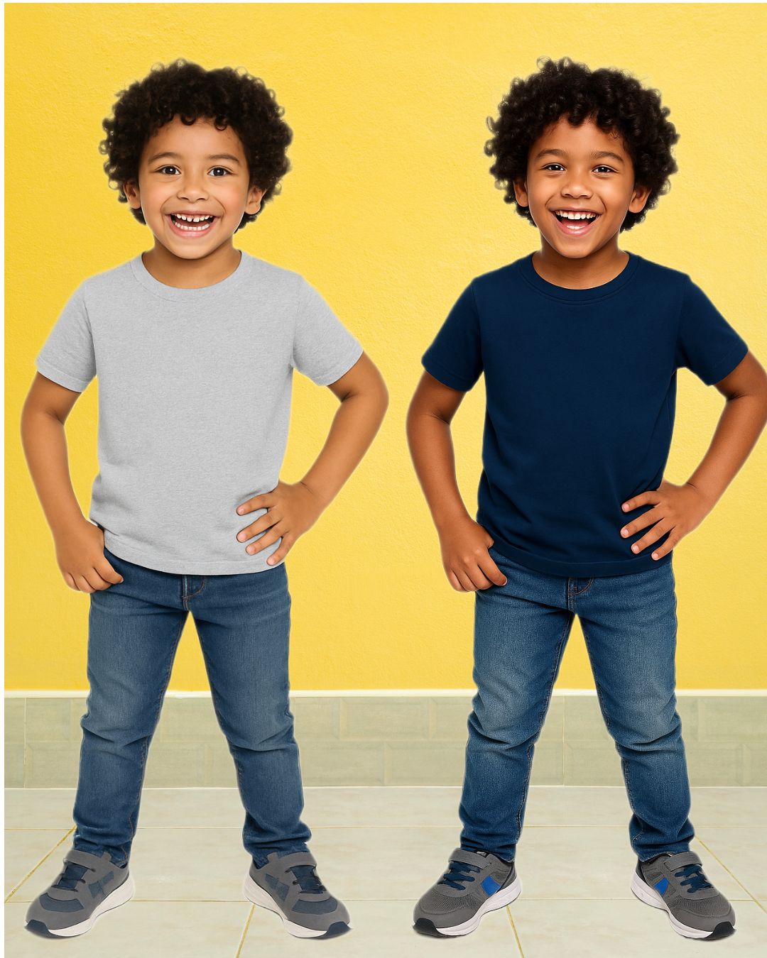 Chilins Kids Round Neck T-Shirt Half Sleeves 100% Cotton Plain Solid Color Tshirt