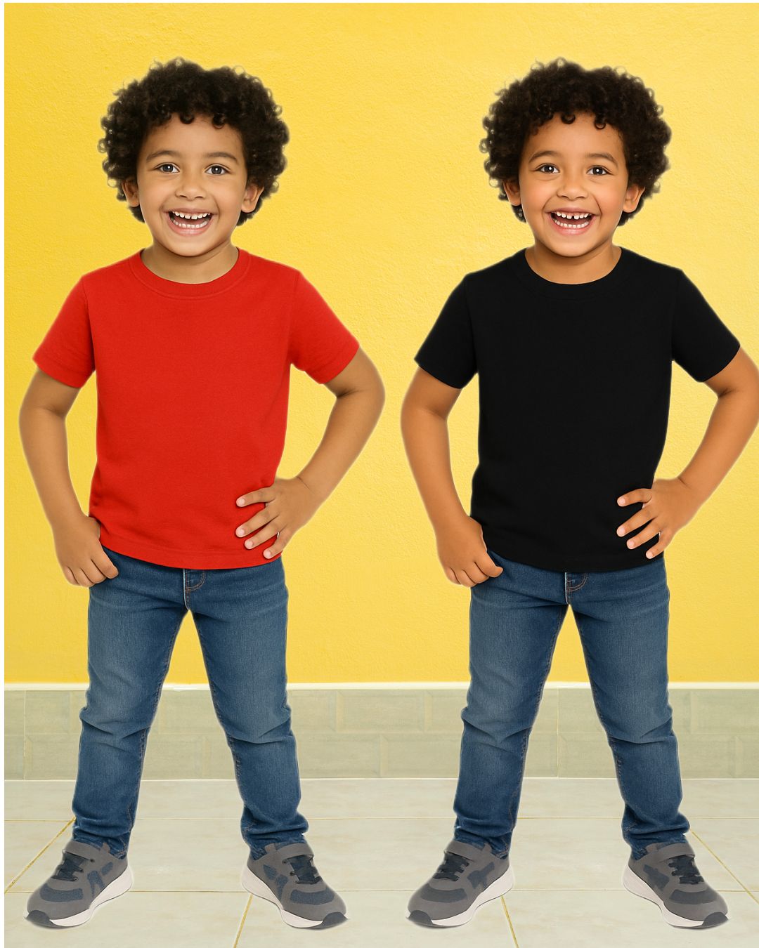 Chilins Kids Round Neck T-Shirt Half Sleeves 100% Cotton Plain Solid Color Tshirt