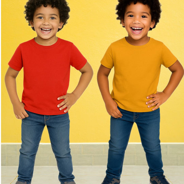 Chilins Kids Round Neck T-Shirt Half Sleeves 100% Cotton Plain Solid Color Tshirt - Distacart