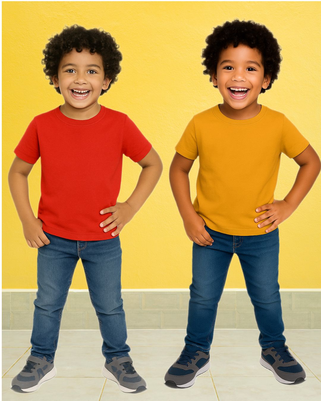 Chilins Kids Round Neck T-Shirt Half Sleeves 100% Cotton Plain Solid Color Tshirt - Distacart