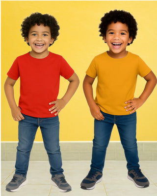 Chilins Kids Round Neck T-Shirt Half Sleeves 100% Cotton Plain Solid Color Tshirt