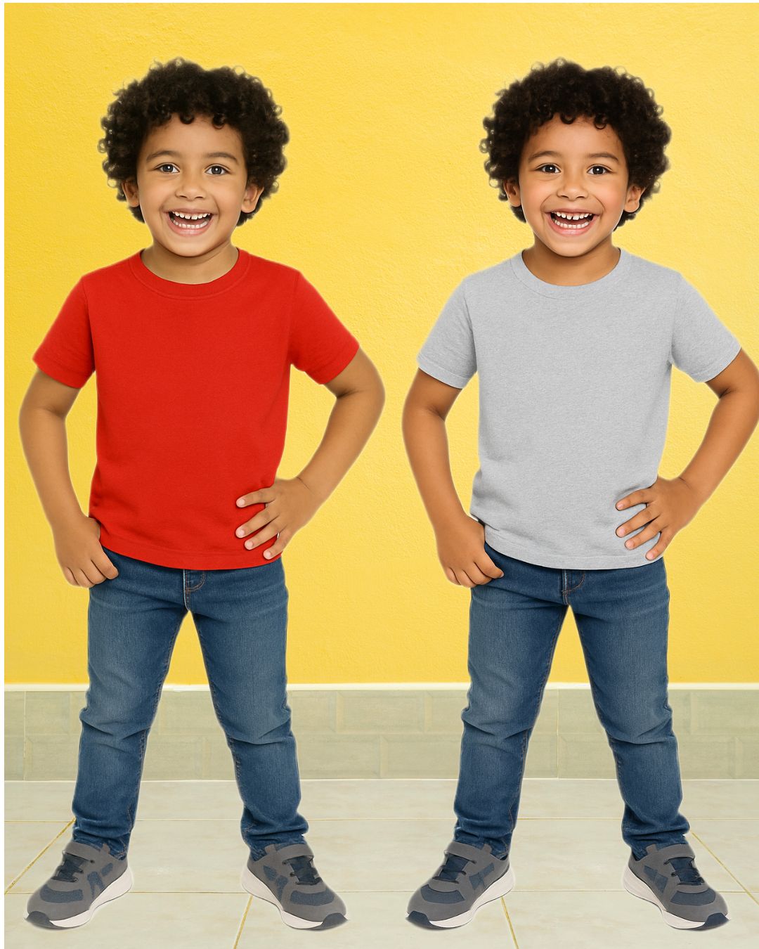 Chilins Kids Round Neck T-Shirt Half Sleeves 100% Cotton Plain Solid Color Tshirt