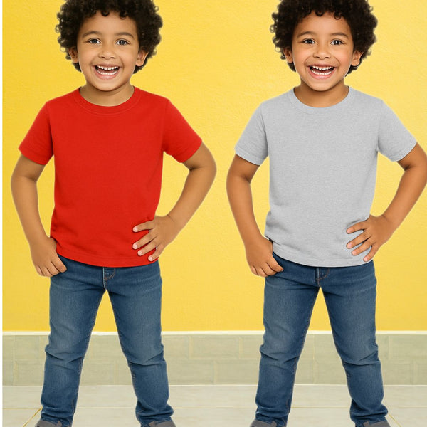 Chilins Kids Round Neck T-Shirt Half Sleeves 100% Cotton Plain Solid Color Tshirt - Distacart