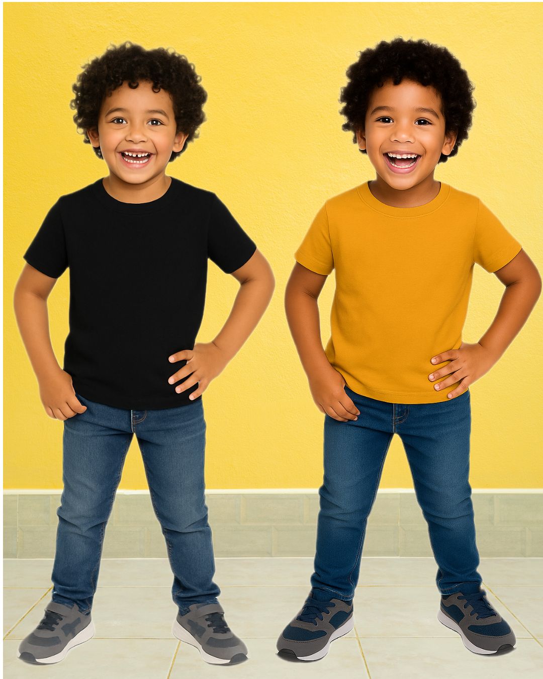 Chilins Kids Round Neck T-Shirt Half Sleeves 100% Cotton Plain Solid Color Tshirt