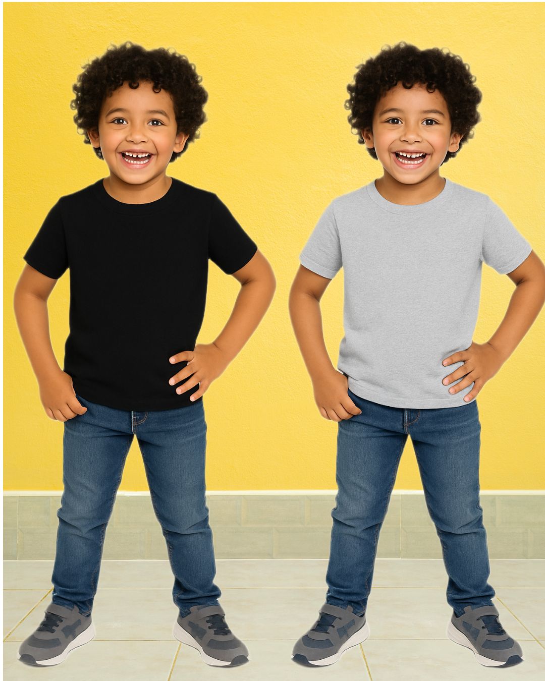 Chilins Kids Round Neck T-Shirt Half Sleeves 100% Cotton Plain Solid Color Tshirt