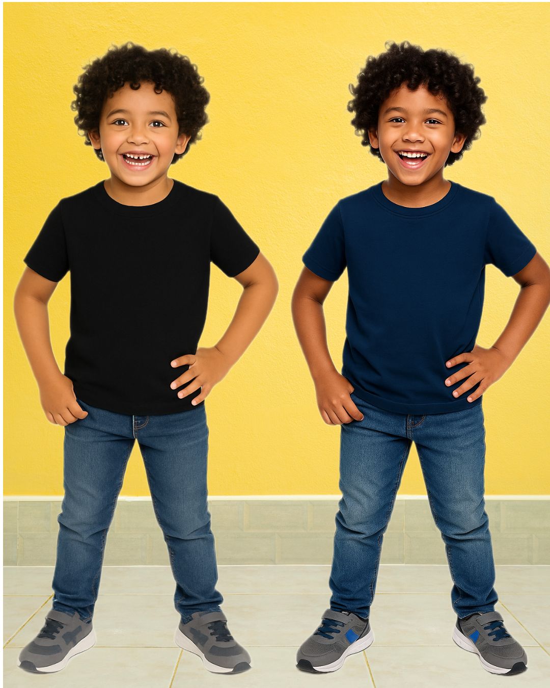 Chilins Kids Round Neck T-Shirt Half Sleeves 100% Cotton Plain Solid Color Tshirt