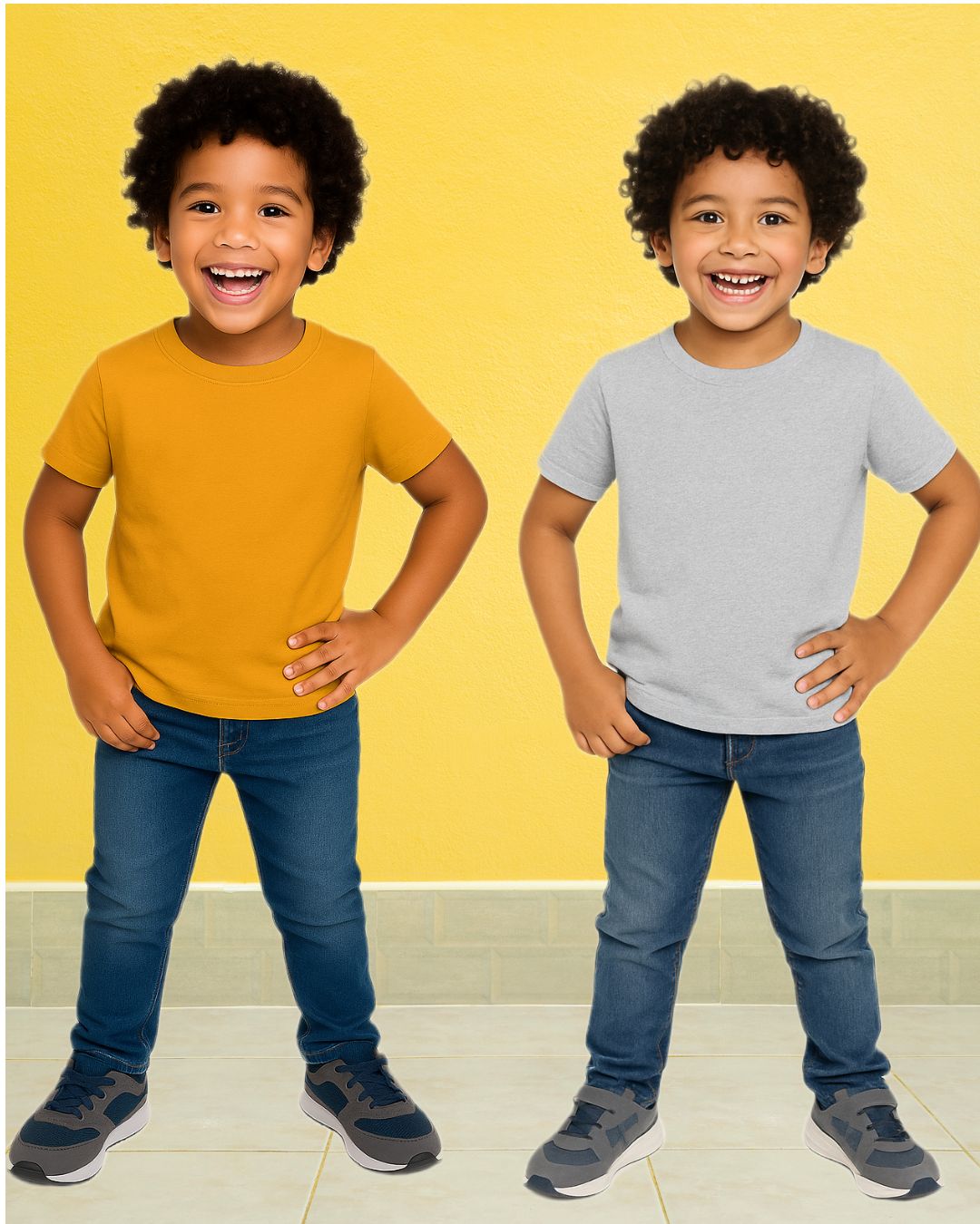 Chilins Kids Round Neck T-Shirt Half Sleeves 100% Cotton Plain Solid Color Tshirt