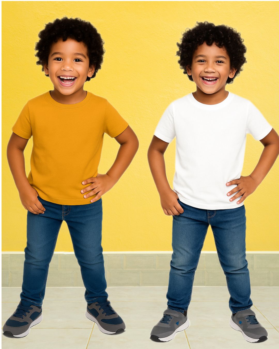 Chilins Kids Round Neck T-Shirt Half Sleeves 100% Cotton Plain Solid Color Tshirt