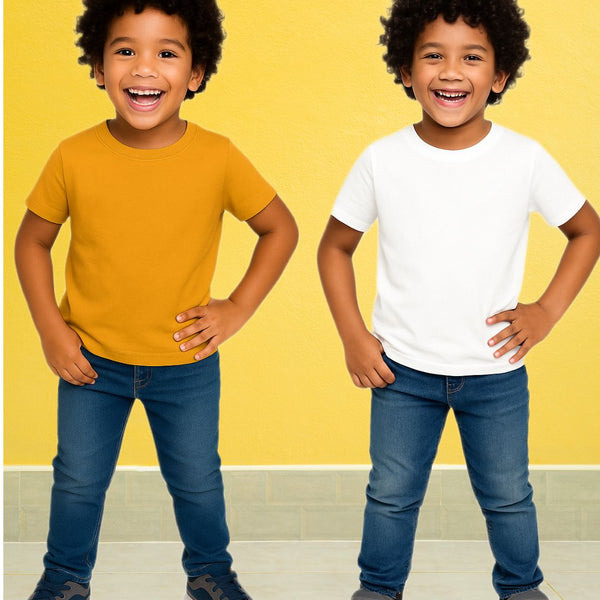 Chilins Kids Round Neck T-Shirt Half Sleeves 100% Cotton Plain Solid Color Tshirt - Distacart