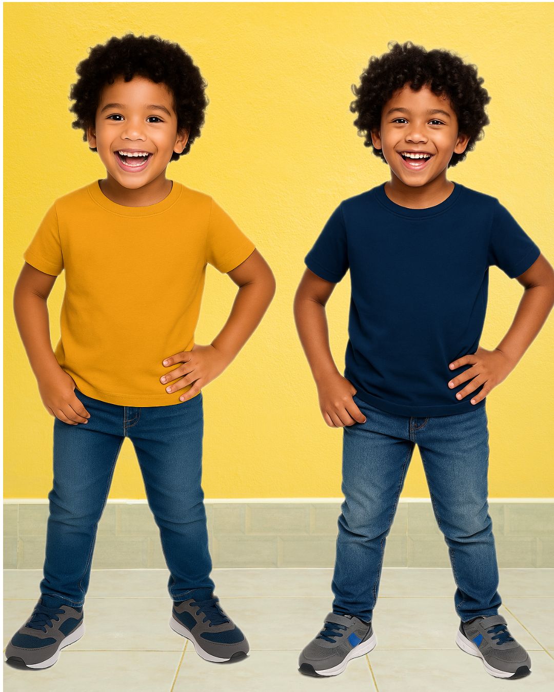 Chilins Kids Round Neck T-Shirt Half Sleeves 100% Cotton Plain Solid Color Tshirt