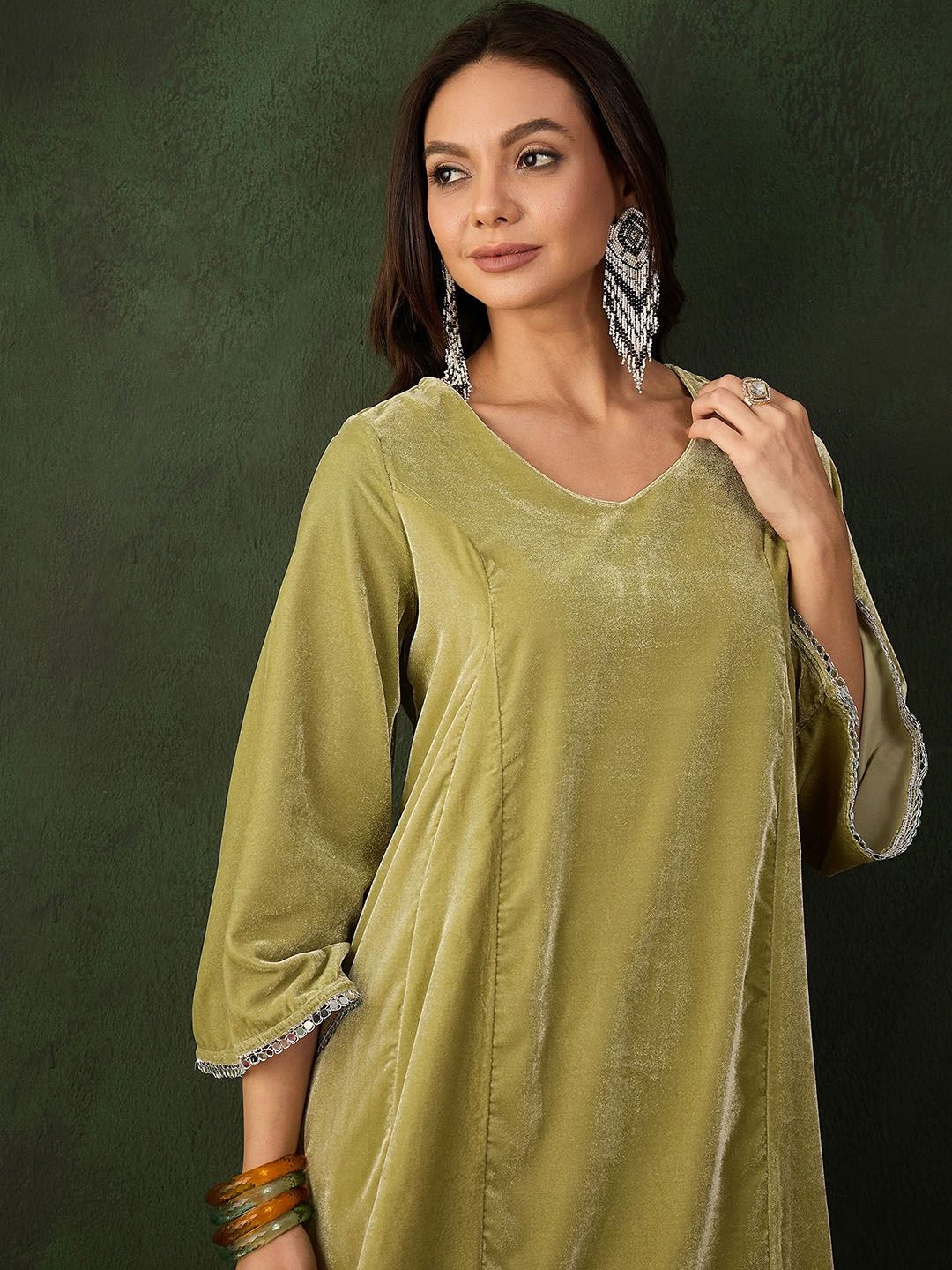 Sangria Mirror Detail Pakistani Kurta & Salwar Set