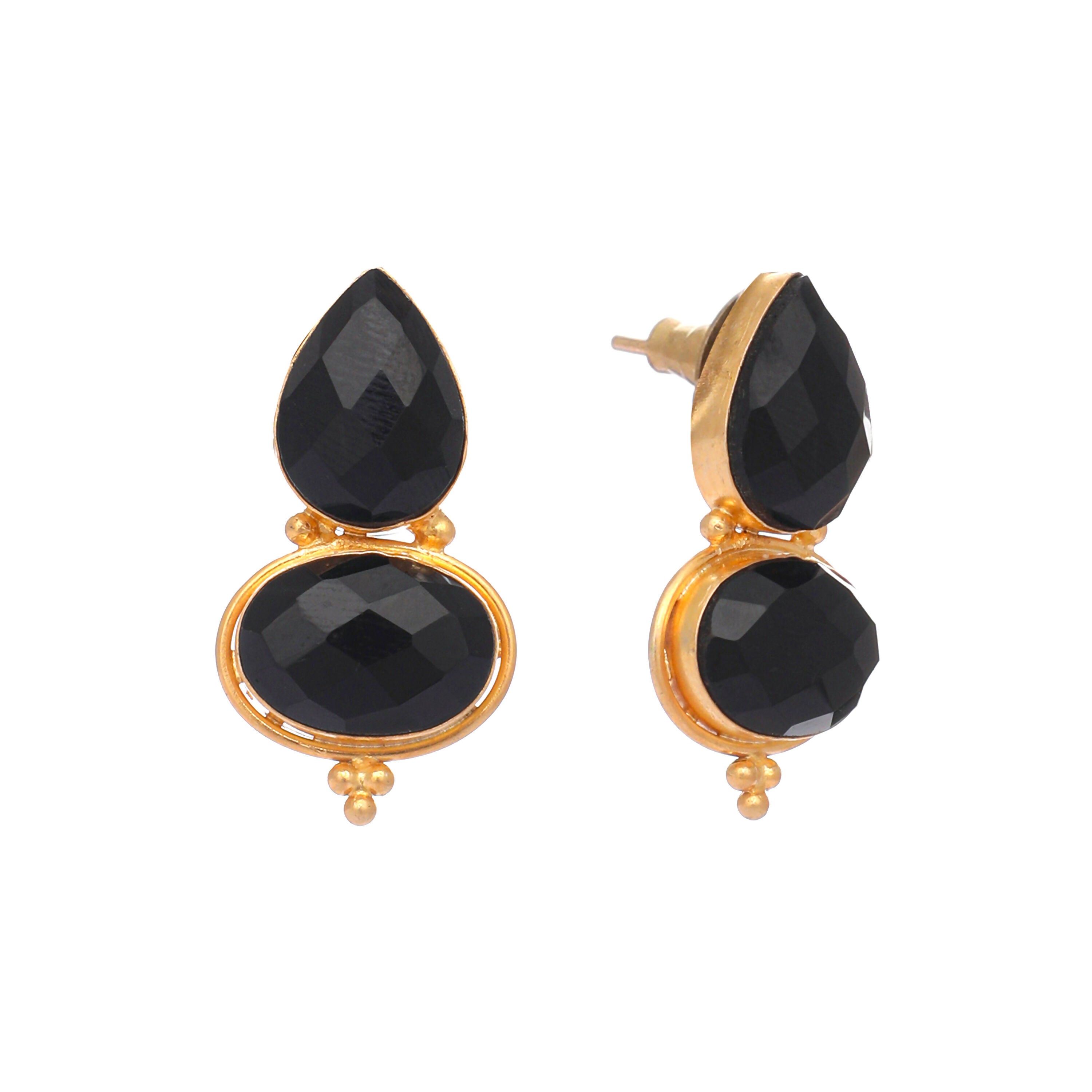 Nuyug 22K Gold Plated Black Embrace Earrings